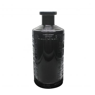 glass 500ml 750ml smooth black round bottle glass bottle with cover