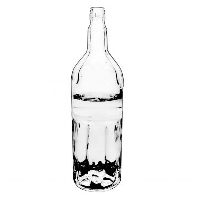 glass round bottle 1 litre screen printing customized logo 