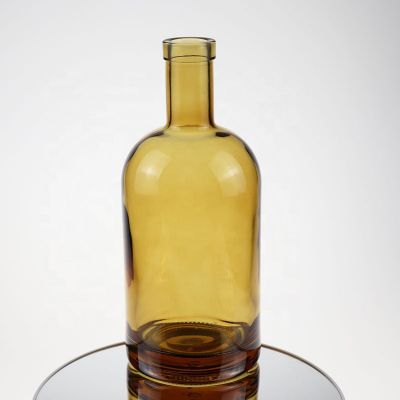 Custom yellow color painting glass bottle for gin vodka whisky 750ml 700ml 500ml 