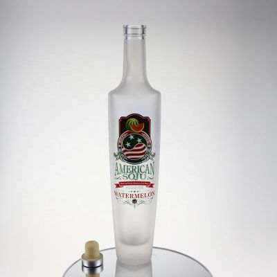 375ml frosted glass liquor/juice bottle for vodka with synthetic cork 