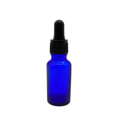 Custom 20ml Empty Round Blue Cosmetic Essential Oil Bottles with Dropper 