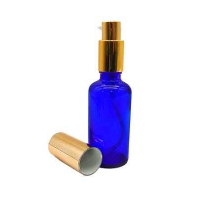 Sealed 50ml Empty Round Cobalt Blue Cosmetic Essential Oil Glass Bottles with Dropper 