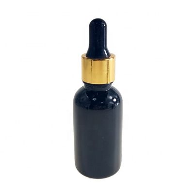 1oz Black Glass Bottle for Essential Oils with Glass Eye Dropper 