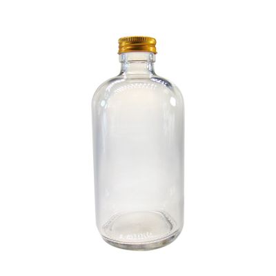 Glass Water Bottle 1000 Ml Clear Boston With Custom Printing Label Lid