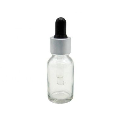 15ml clear transparent glass e-juice cosmetic bottle with black plastic dropper cap 