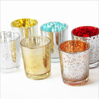 Modern colorful empty glass candle holder plated star glass candle cup for bar western restaurant wedding decoration 