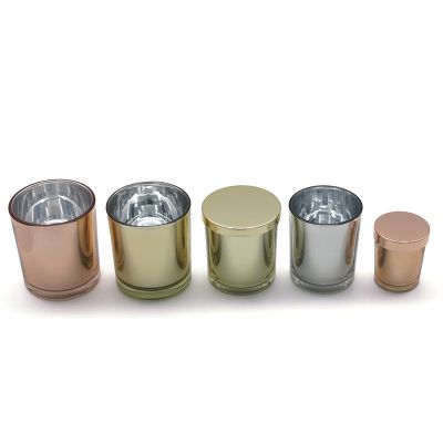 Wholesale Customized Silver Rose gold Glass Candle Jars with Decorative Metal Candle Lids 
