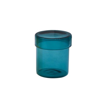 Hot-sales blue glass candle holder glass candle jars with glass lids 