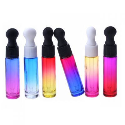 High Quality Luxury Dropper Bottle Gradient Colored 10ml Essential Oil Glass Dropper Bottle 