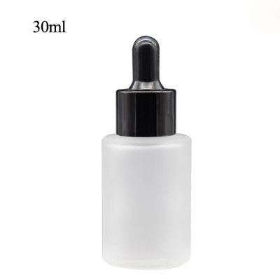 matt cosmetic 30ml flat shoulder frosted clear glass dropper bottle for essential oil