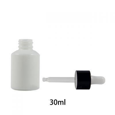 Small quantity 30ml custom logo skin care serum oil use white glass dropper bottle