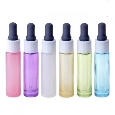 Cosmetic 10ml Round Colorful Matte Glass Dropper Serum Bottle Essential Oil Bottles 