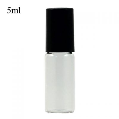 Small quantity wholesale 3ml/5ml/7ml/8ml/10ml empty cylinder transparent roller ball bottle with black cap