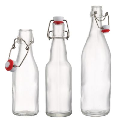 250ml 330ml 1liter recycled airtight glass beverage kombucha tea juice beer soft drinks bottle swing top