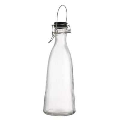 Old Fashion Clear 1 L Large Vintage Liter 1000ml Glass Milk Bottle with Clip Top