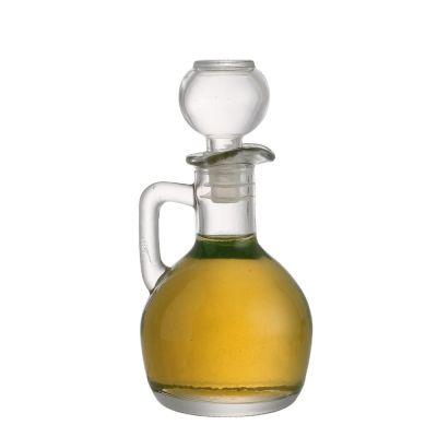 Wholesale 150ml suppliers clear empty packaging container glass olive cooking oil bottles with handle 