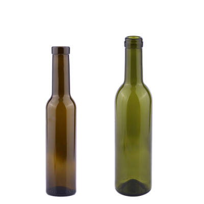 Wholesale empty mini 200ml 375ml brown green round cork glass olive oil bottles packaging 