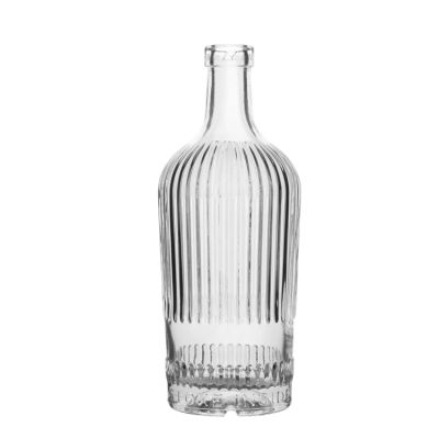 Wholesale factory custom design printing embossed logo whisky liquor vodka gin glass bottles 