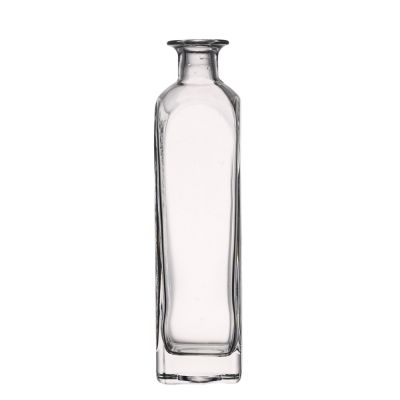 Manufacture custom fancy flint glass clear empty 750ml square cork wine liquor spirits glass bottle 