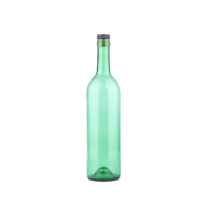 High quality empty 750 ml round bordeaux green glass liquor wine glass bottles with cork 