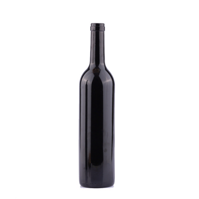 750ml Bulk custom label round black liquor red wine glass bottles with stopper