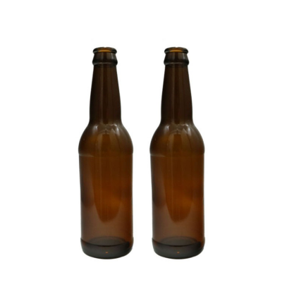 Wholesale cheaper and cheaper 330ml Amber beer glass bottle with crown cap in stock 