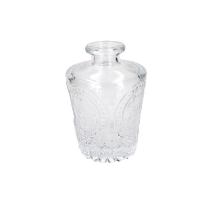 Decorative 140ml Clear Embossed Glass Bottles Room Fragrance Diffuser Glass Bottle 