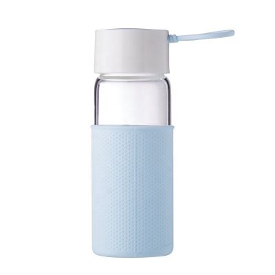 350ML unbreakable borosilicate glass water bottle with silicone sleeve 