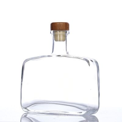 16oz Flat Unique Shape Glass Wine Bottle Empty Glass Liquor Bottle for Whisky