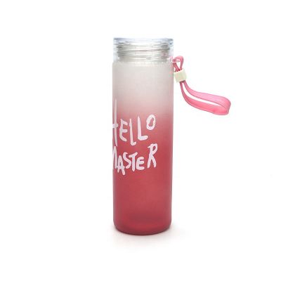 Portable travel frosted coloured drinking glass water bottles borosilicate glass water bottle 