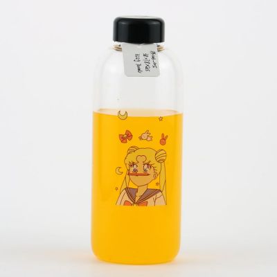 New product Cartoon Glass Water Bottle For Outdoors For Kids Glass Bottle With Handgrip