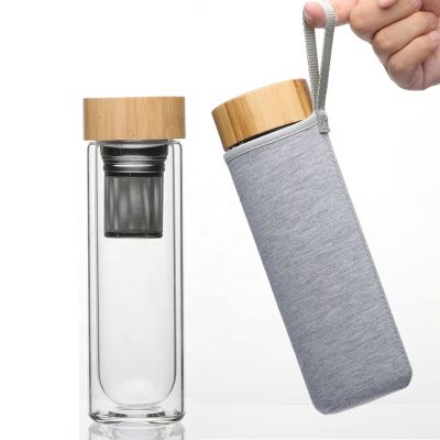 portable unique shaped custom glass tea fruit infuser bottle 