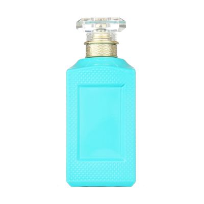 Supplier Wholesale Custom Blue Square Perfume Bottle 100ml Cosmetic Glass Bottle Set 