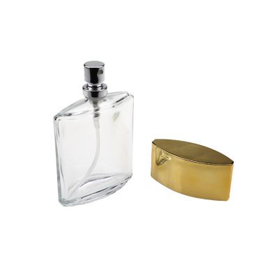 Hot Sale Mini Flat Crystal Perfume Glass Bottle 40 ml With Gold Cap 