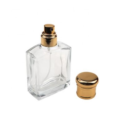 Luxury 55ml Clear Empty Square Crimp Neck Glass Spray Perfume Bottle 