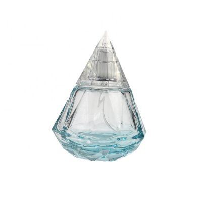 2020 New Design Blue Gradient Luxury Diamond Shaped Perfume Bottle 100 ml With Clear Cap For Women 