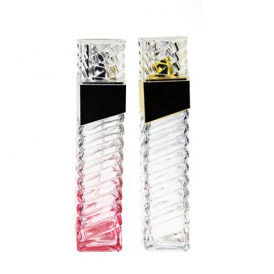Wholesale High Quality Rectangle Fancy Perfume Glass Bottle 100 ml With Clear Cap 