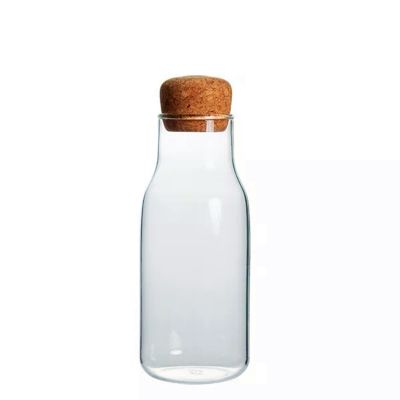 High Borosilicate Glass Jar With Cork wood Lid Eco-friendly Handmade