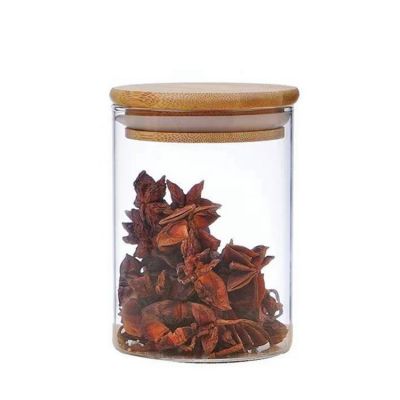 High Borosilicate Food Storage Glass Jar with Wooden Lid for Kitchen