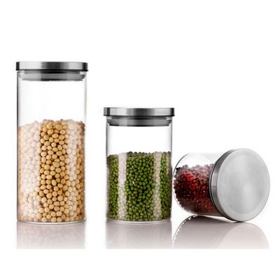 Wholesale high borosilicate food storage container glass jar for kitchen