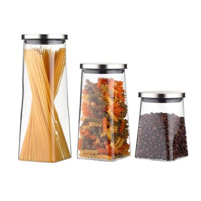 3 Pcs Borosilicate Glass Kitchen Storage Containers With Stainless Steel Lid 