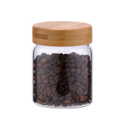 330Ml Home Goods Sealed Air Tight Borosilicate Glass Canister Jar With Airtight Bamboo Screw Lid 