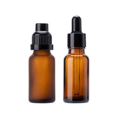 Top selling 20ml Custom Dropper Amber Essential Oil Glass Bottle with Black Screw Cap 