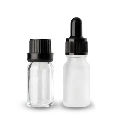 10ML Round Clear/Frosted Glass Bottle with Dropper/Screw Cap for Cosmetic Packaging 