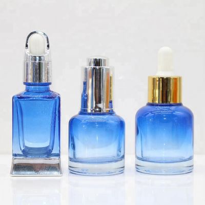 Factory direct sales blue gradient transparent essential oil drip glass bottles