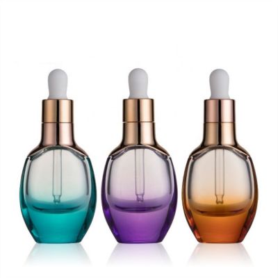 30ml Purple color Glas Essential oil Bottles With Dropper Cap Oval Flat Square Dropper Glass Bottle