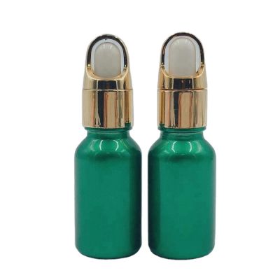 Electroplating Green Glass Essential Oil Bottle with Gold Dropper 