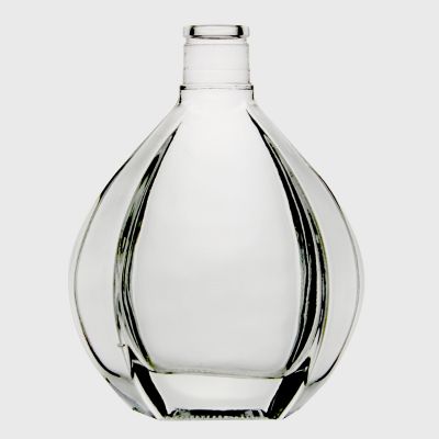 wholesale customized size special shape cork top unique luxury whisky brandy Xo spirit empty 700 ml glass bottle 