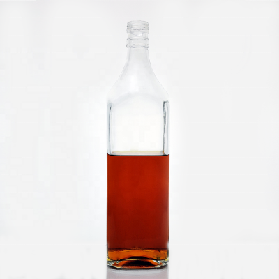 Empty Clear 1L Spirit Glass Alcohol Bottles With Screw Cap Wholesale Square Shape 1 Litre Liquor Glass Vodka Bottles