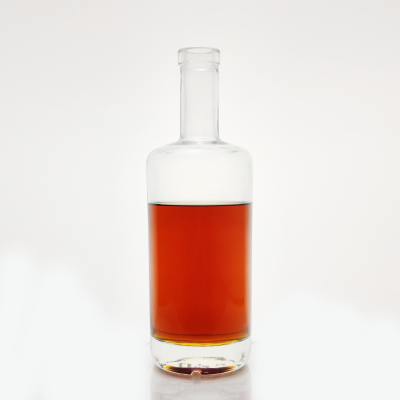 wholesale cork top round oblong shape long neck thick bottom empty clear whisky 750 ml glass bottle 
